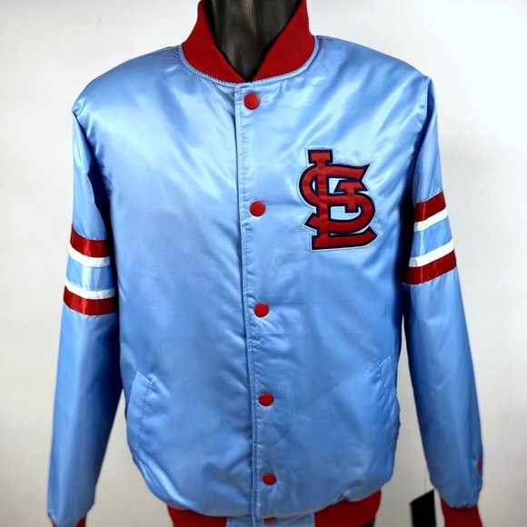 ST. LOUIS CARDINALS Starter Snap Down Jacket SKY BLUELARGE XL